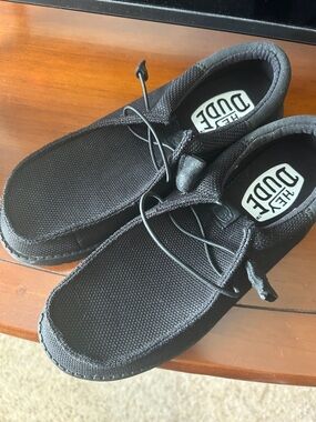 Hey Dude Black Knit Slip-On Loafers